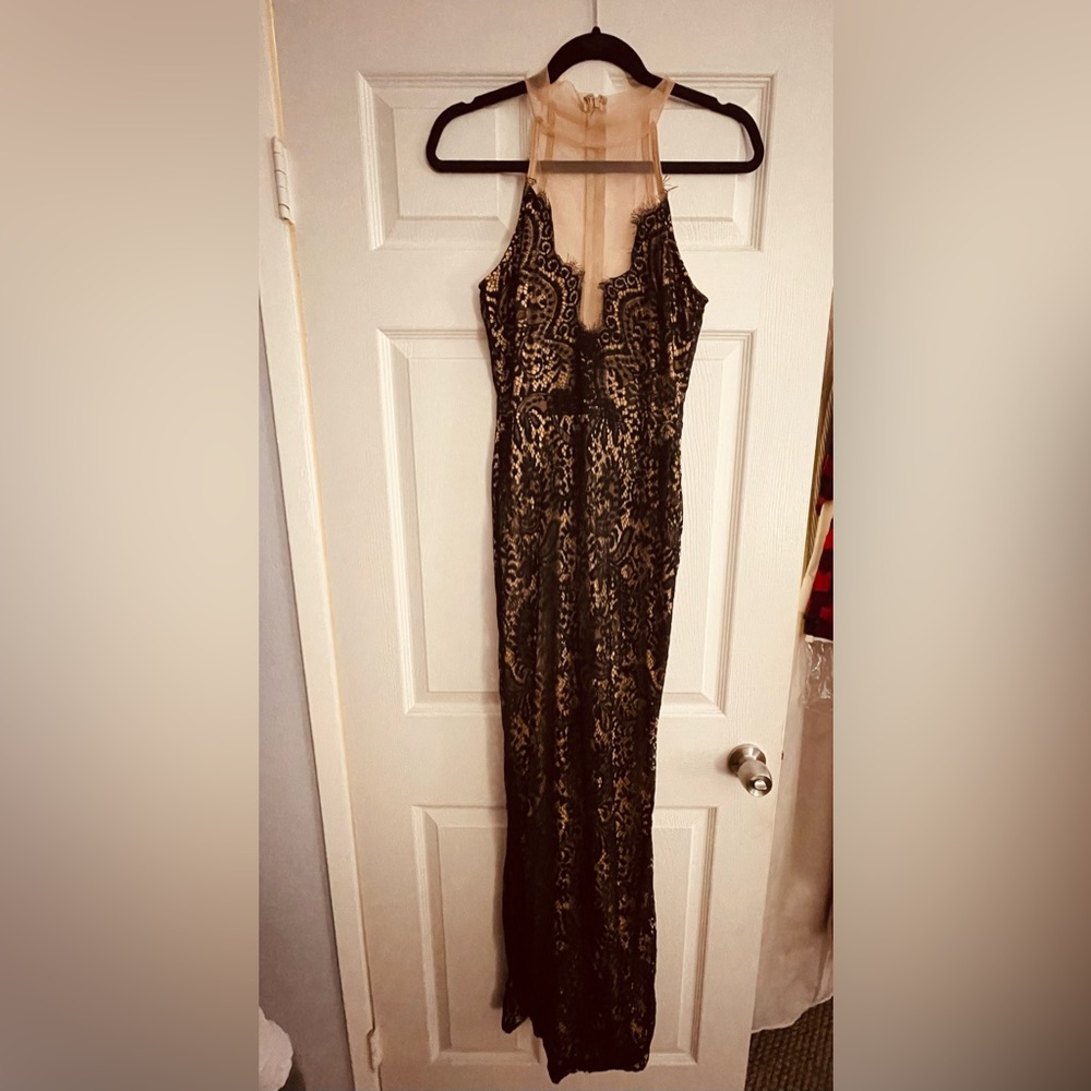 Black lace formal dress